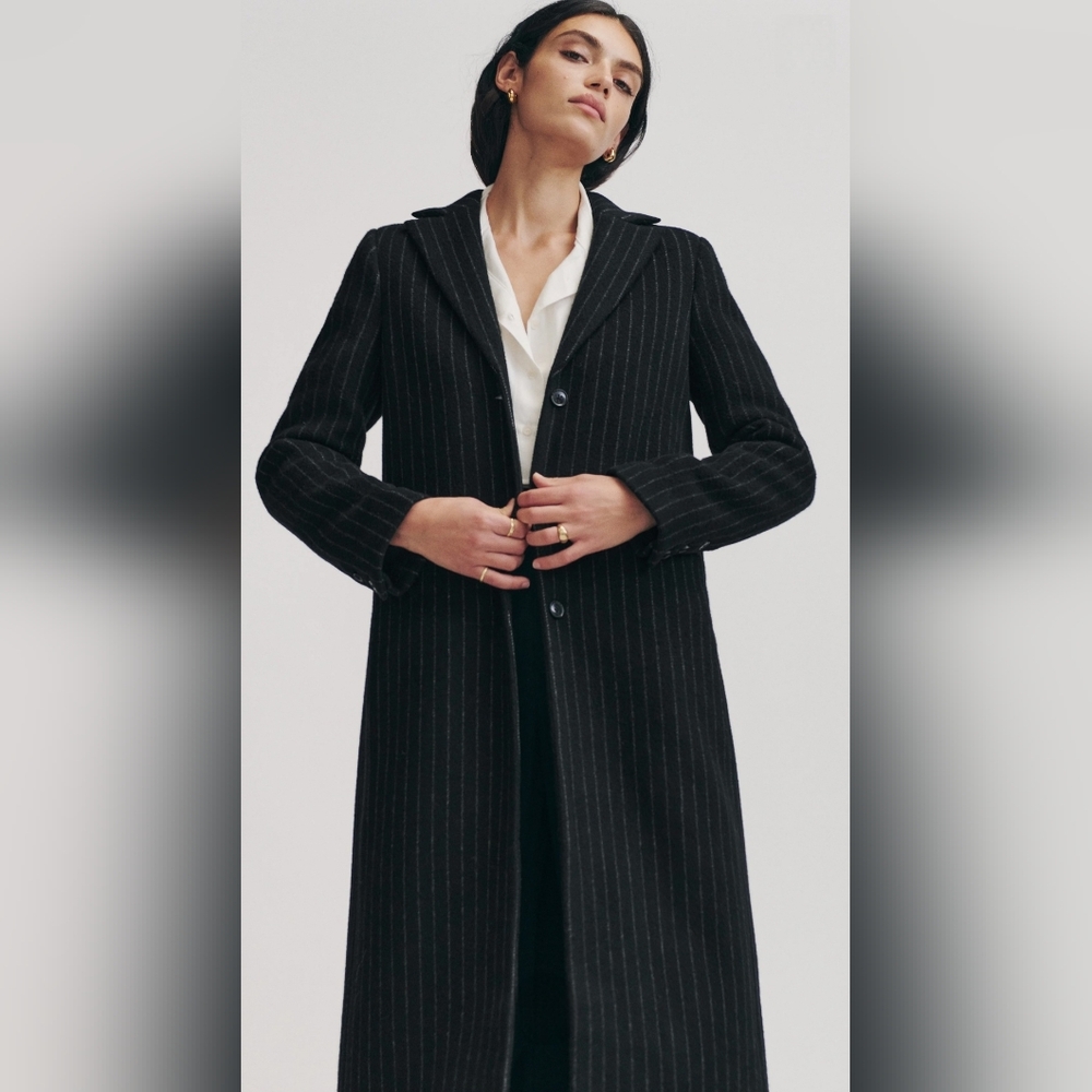Reformation Wayne Coat Pinstripe Heavyweight Long Large